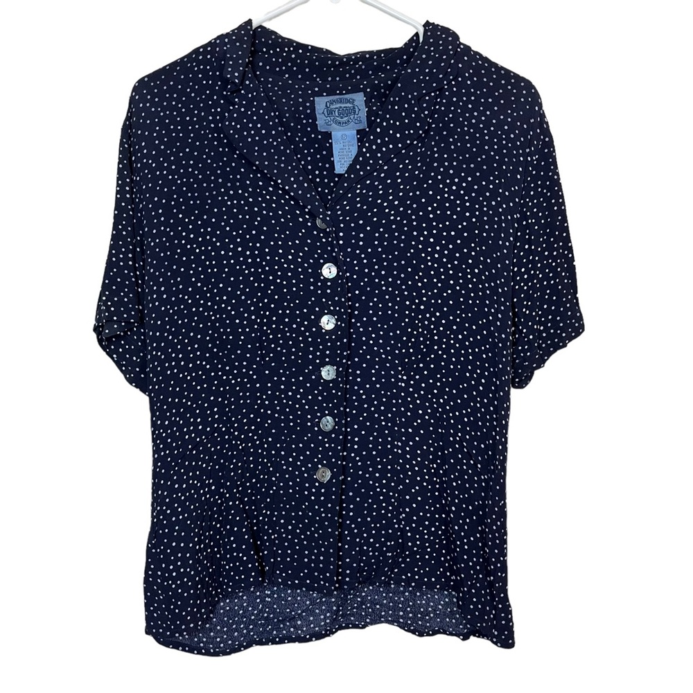 Cambridge Dry Goods Blue Polka Dot Button Down Size 12 Women